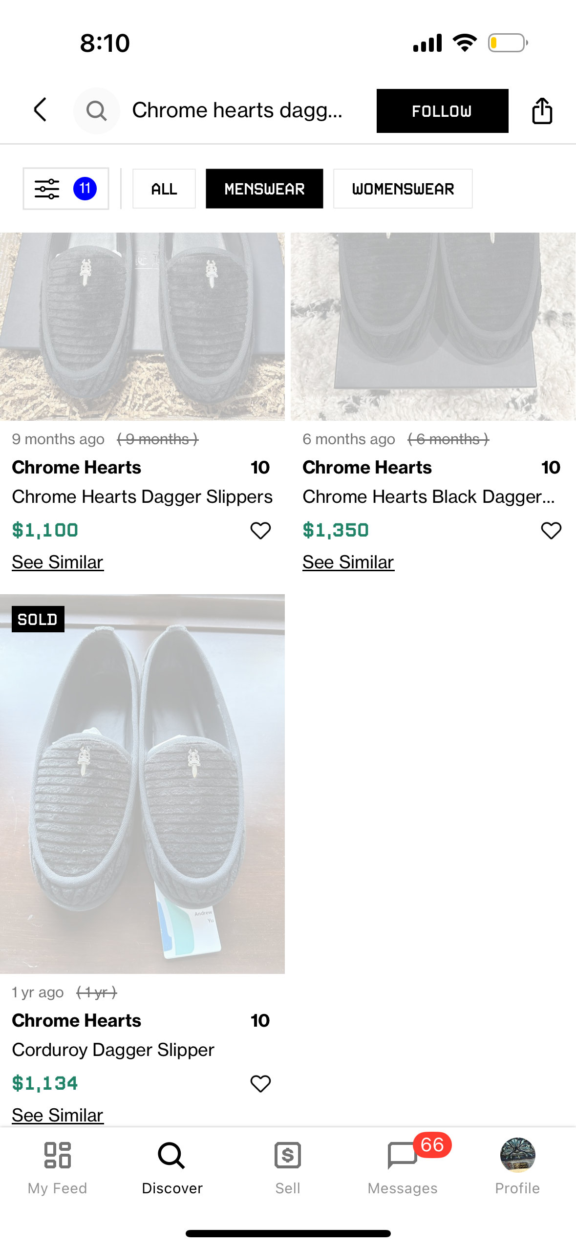 Chrome hearts dagger slip ons