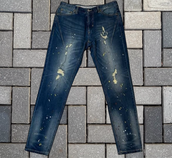 Number Nine splatter paint denim