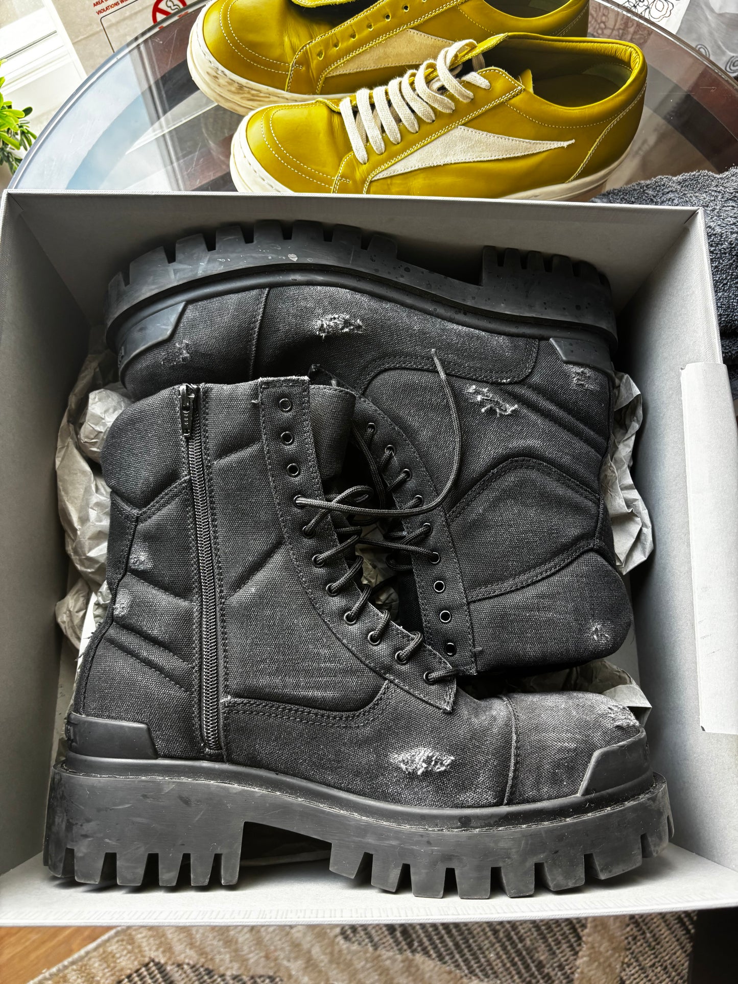 Balenciaga distressed strike boots
