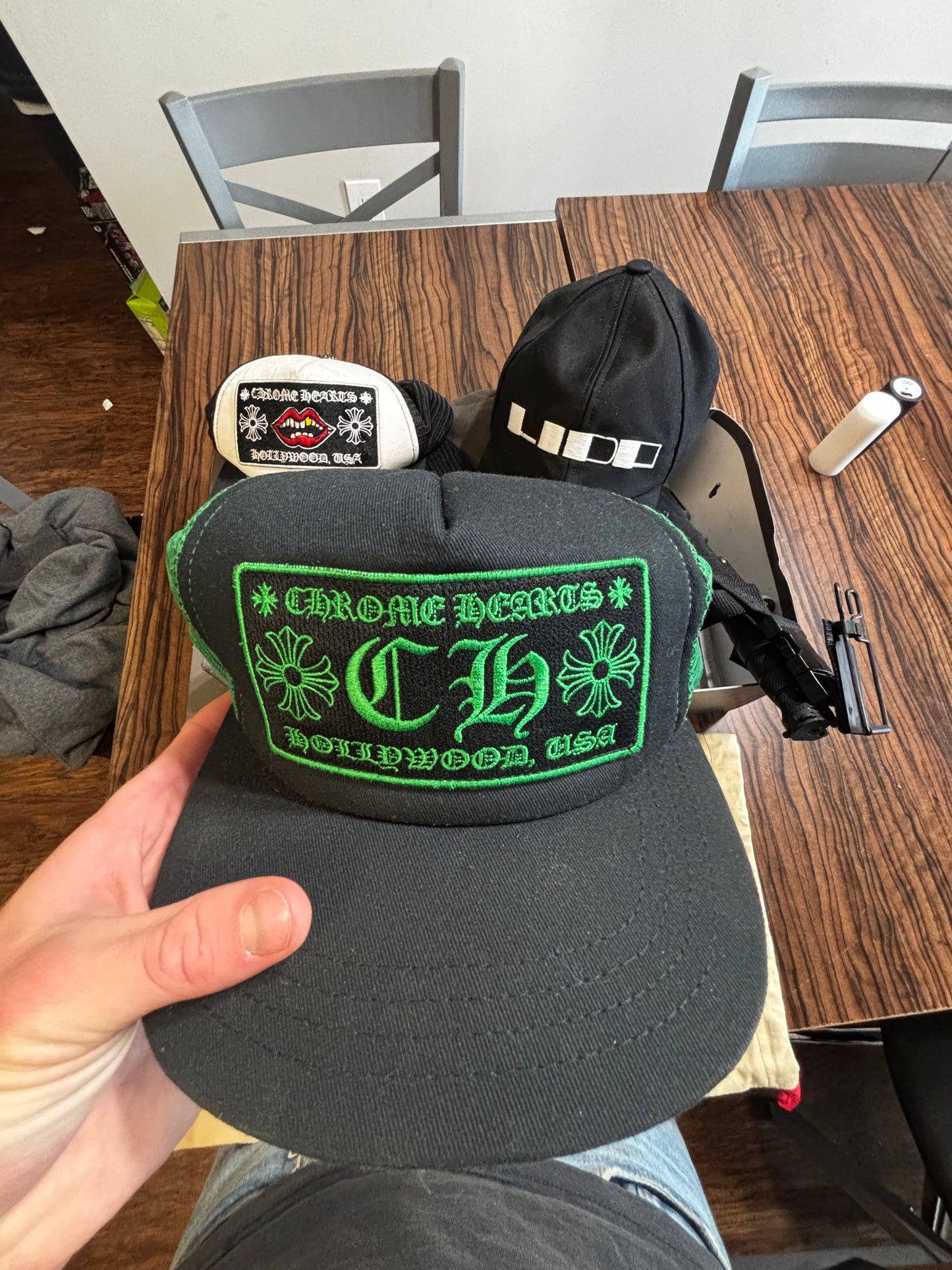 Chrome hearts green trucker hat
