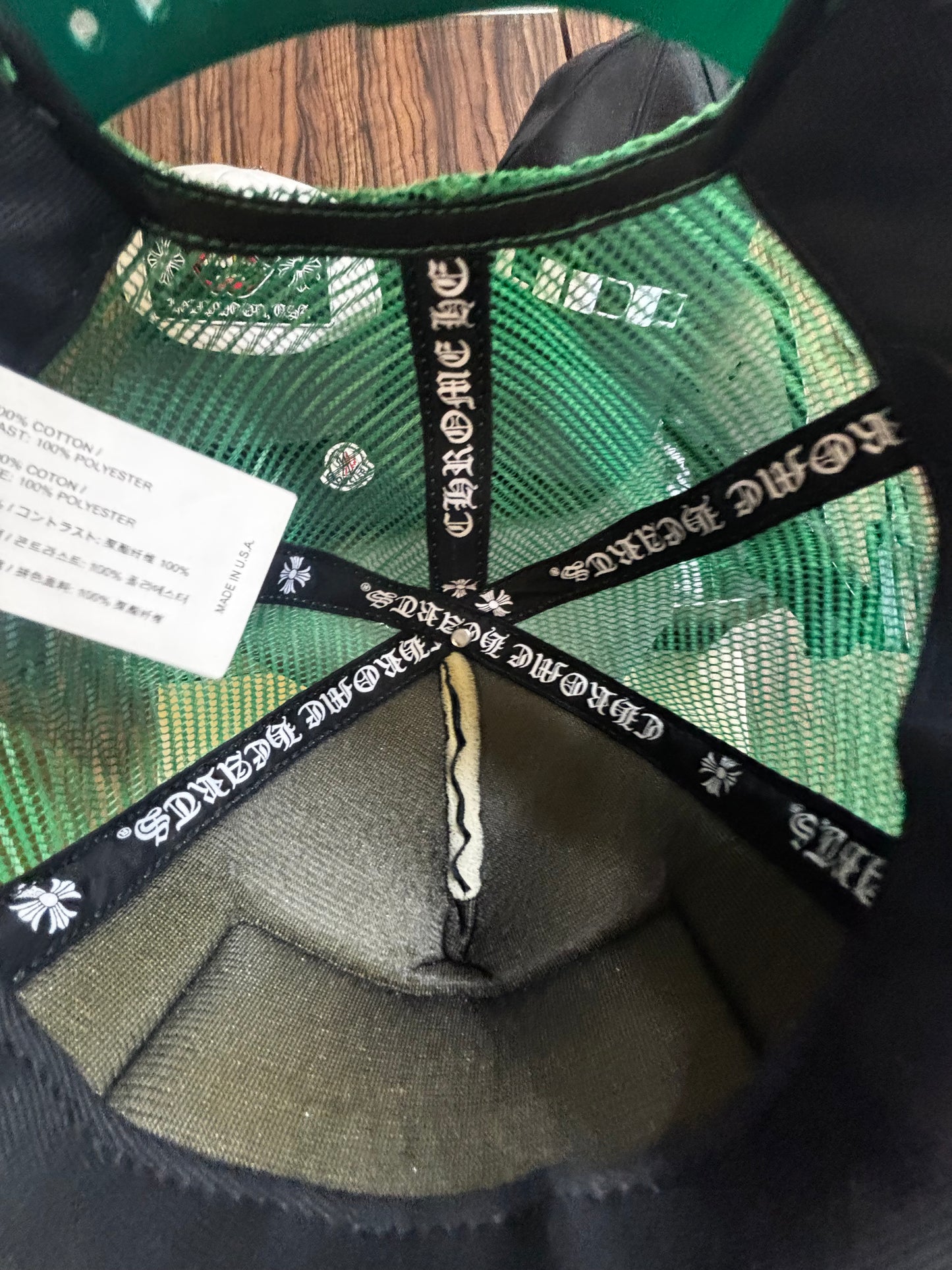 Chrome hearts green trucker hat