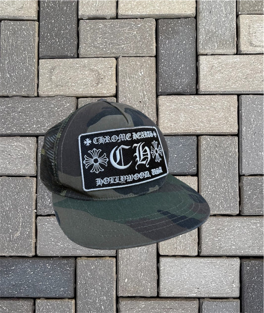 Chrome hearts camo trucker hat