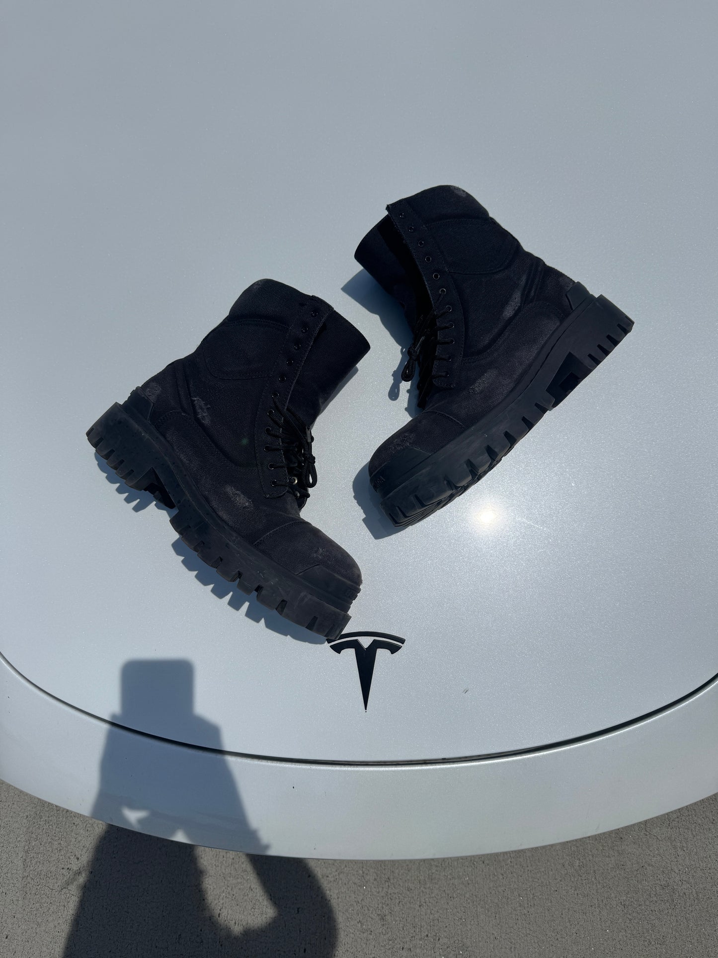 Balenciaga distressed strike boots