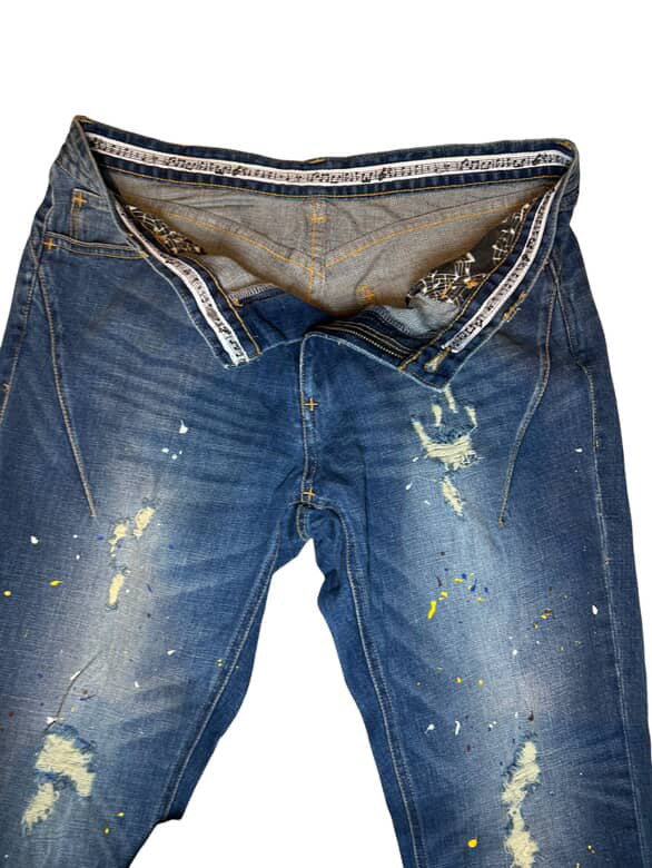 Number Nine splatter paint denim